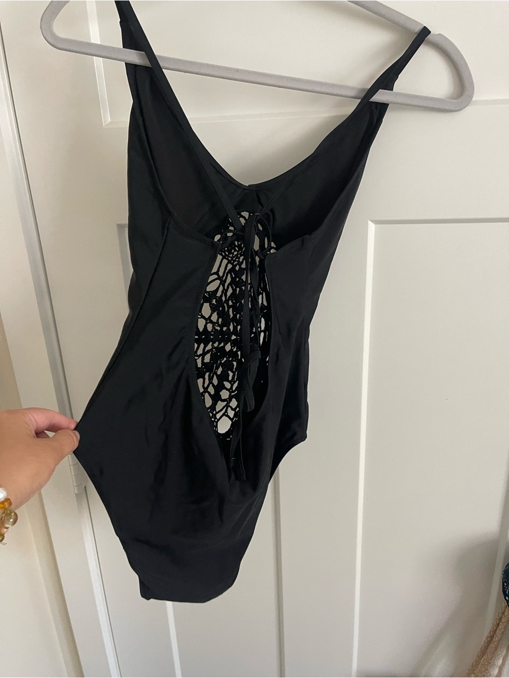 Cupshe Black One-Piece Swimsuit with Lace-Up Back